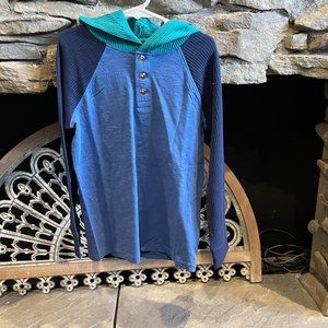 Lands' End Kids Hooded Waffle Top Long Sleeve Tee Shirt, NWT
